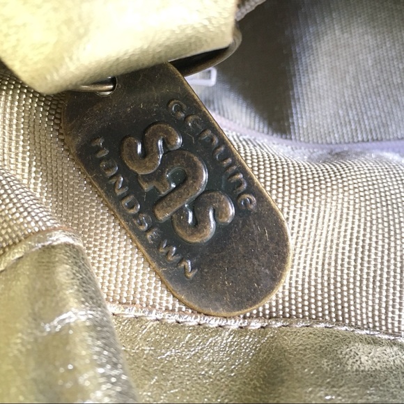 SAS Gold Handbag Leather Hobo Lots of Pockets Shoulder Bag - Picture 3 of 16